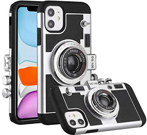 Glibrillody Emily in Paris Phone Case 3D Camera Design cover for iPhone 14 with Long Neck Strap Black