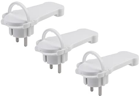 Meister Flachstecker weiß - Praktisches Set mit 3 Stück - Mit Klappbügel - Geeignet für Leitungen mit 1,5 mm² Kabelquerschnitt - IP20 Innenbereich / Schutzkontaktstecker extraflach / 7421090