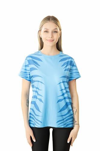 Cosplaya Blaues Dschungel-Tiger-Shirt für Damen, Erwachsene, Teenager, Cosplay, Halloween-Kostüme, Blau, Medium