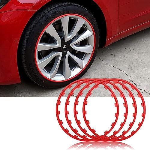 UIHECTA Felgenschutz FüR RäDer, 16/17/18/19/20 Zoll Auto Felgenschutz, Universeller Felgenschutz FüR Reifen, Schutzzierring FüR Autoreifen, 4er-Set, Antikollisions, Kratzfest,Rot,18in