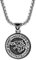 JewelryWe Schmuck Wikinger Wolf Halskette Herren Edelstahl Fenrir Wolf Rune Münze Medaillon Anhänger mit Kette Nodischer Viking Wolfskopf Amulett Geschenk für Männer Silber