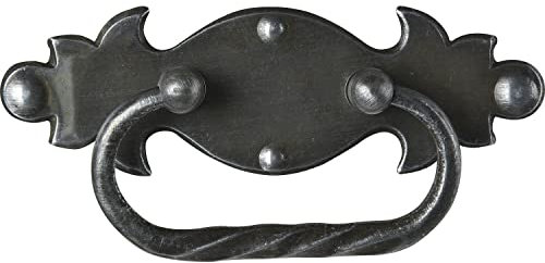 Schorgöhfer & Frehe Möbelgriff Landhausstil - Klappgriff Forger LA 40mm - Schubladengriff - Schild mit Griff 115x35mm, Eisen schwarz verzinkt abgerieben