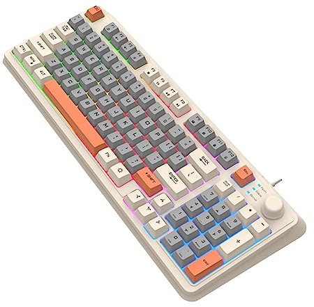 pologmase Clavier Lumineux Gaming Filaire - Clavier PC Tricolore Clavier Mécanique Rétroéclairé - K82 Clavier Filaire Tricolore Brillant Clavier PC Clavier rétro-éclairé pour Ordinateur de Bureau