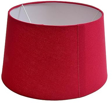 Lampenschirm rund aus Stoff H 16 x Ø 25 cm für Tisch - Stehlampen (rot)