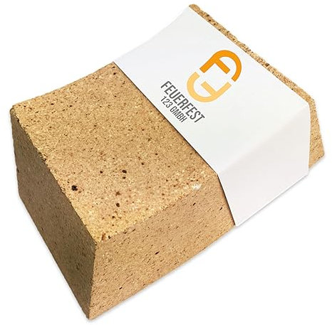 Feuerfest 123 - Schamottstein Radial Rund [186x155x123x100 mm] - Für Kaminöfen, Öfen & Grills - Backofenstein 1.400 °C hitzebeständig - Lebensmittelecht für Pizzaofen - Schamotte Speichersteine