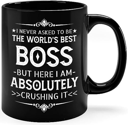 Taza divertida con texto en inglés I Never Asked To Be The World's Best Boss, taza de café, mejor jefe, regalo único para hombres y mujeres, compañeros de trabajo, jefe, mentor, gerente, cumpleaños,