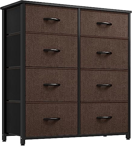 YITAHOME Chest of Drawers,Storage Organizer,Dresser for Bedroom with 8 Drawers,Fabric Drawers with Wood Top and Large Storage Space,Coffee Color
