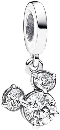 Feitery Adventskalender 2023 Charms Kompatibilität für Pandora Armband Bead Charm für Damen Weihnachtszeit (Maus Funkelnder Kopf Silhouette)