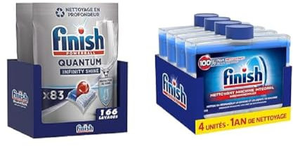 Finish Quantum Infinity Shine Pastilles Lave-Vaisselle lot de 2 + Produit Lave-Vaisselle Nettoyant Machine Intégral - lot de 4 (250ml)