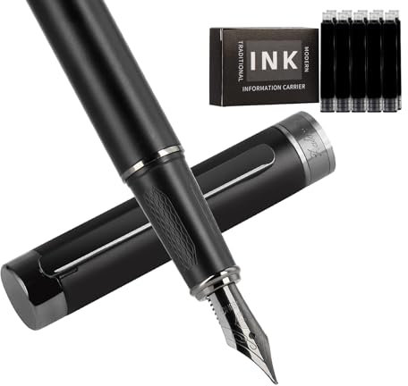 Zalantan Fountain pen, luxury pen, Nice pen gift, Office Executive Pen Smooth Writing Pens for Men Funcy Pens with Gift Case Includes a Calligraphy Nib 8 Cartridges a Ink Refill Converter (Black)