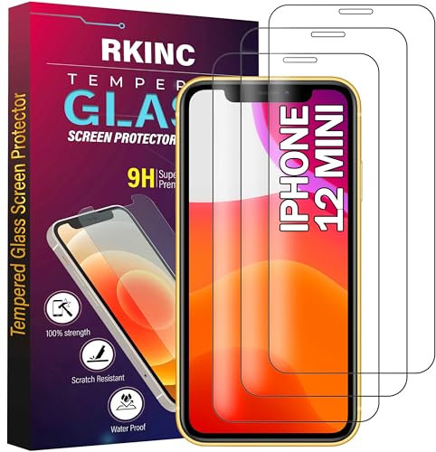 RKINC 3 Stück, Panzerglas Schutz Glas für iPhone 12 Mini 5.4-Inch, Panzer HD Displayschutzfolie, 0,33 mm kratzfest, splitterfrei, blasenfrei, lebenslangeGarantie