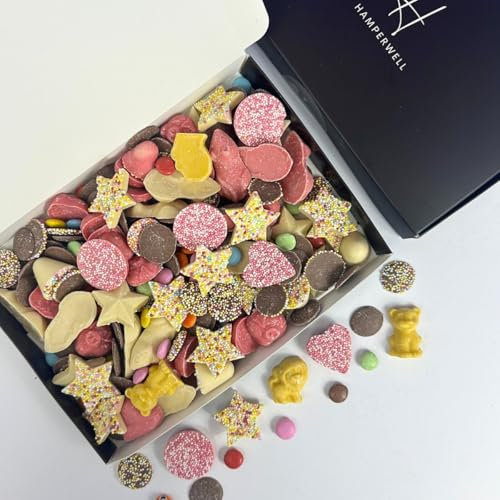 The Candy Chocolate Pick N Mix Sweets Letterbox Gift Hamper With White Mice, Chocolate Jazzies, Chocolate Toppers & More - Standard