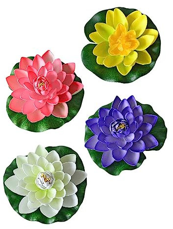 BESPORTBLE 4stücke Kunststoff Lotusblumen Schwimmende Seerosen Für Teich Und Aquariendekoration Lebensechte Schaumblumen Hellrosa