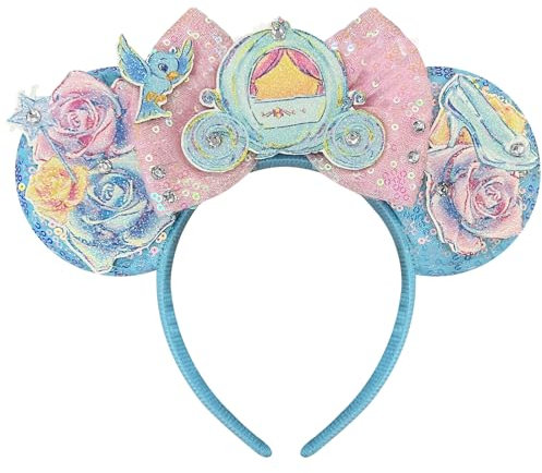 Bolonar Pink Sequin Bows Mouse Ears Headband for Women Girls