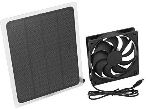 flexman Solarbetriebener Abluftventilator, Tragbarer 5 W 5 V Solar Abluftventilator für Den Außenbereich mit Autoladegerät für Gewächshäuser, Haustierhäuser, Baumhäuser und Wohnmob