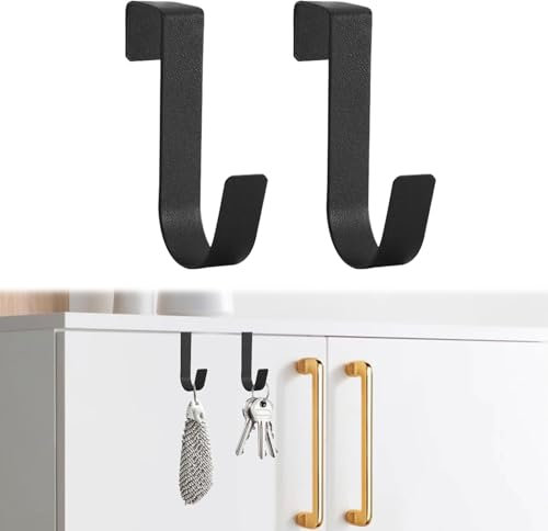 Eophmi Over Door Hook, 2-Pack Black Double-Sided Coat Hooks for Wardrobe, Kitchen, Office, Bedroom, Bathroom