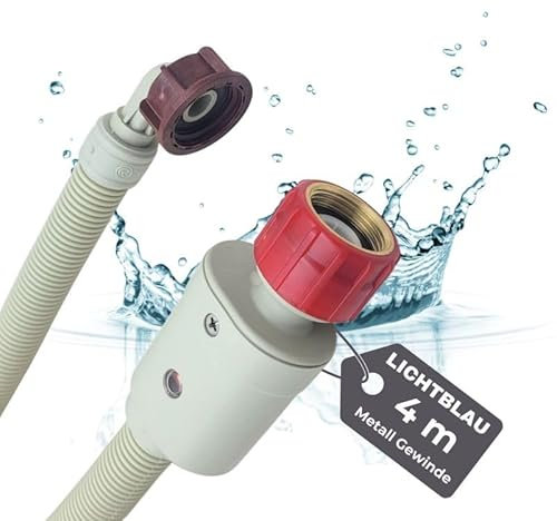 LICHTBLAU Aquastop Schlauch I 4,0m I Waschmaschine Sicherheitszulaufschlauch 2995 I MIT METALLGEWINDE I 3/4 Zoll für Geschirrspüler Aquastop-Sicherheitsventil VDE-Zertifizierung