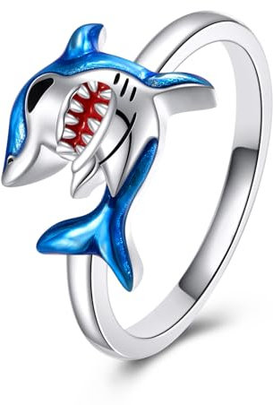 YFN Hai Ring für Frauen Sterling Silber Hai Strand Geschenke