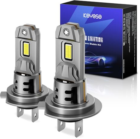 KOYOSO Ampoule H7 LED 55W: Kit Phares 20000LM pour Voiture et Moto - Mini LED H7 Remplacement Halogène - Feux de Croisement/Feux de Route - 6500K Blanc