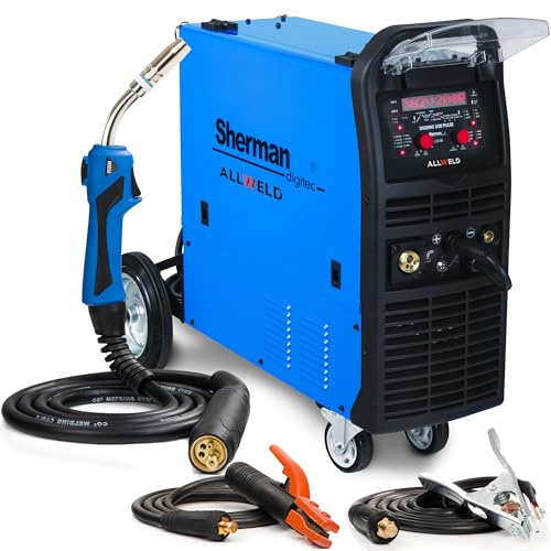 Sherman Digi MIG 300 Pulse - Soldadora de Hilo Continuo con Gas 300A 400V - Sinergia - Soldadura: MIG/MAG, MMA, TIG Lift - 4 Rodillos, Memoria de Ajuste, Euroconector - Antorcha de 4m