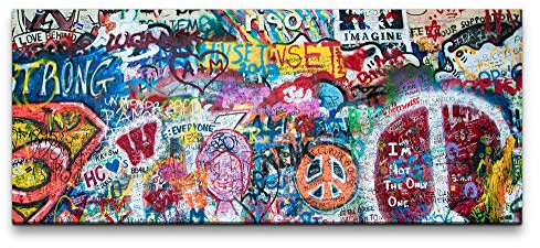 Paul Sinus bunte John Lennon Wand in Prag 100x40cm Wandbild auf Leinwand