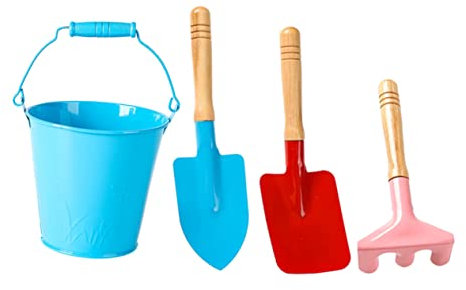 ibasenice 2sätze Junge Mädchen Gartenwerkzeuge Teiliges Mit Mini-Schaufel Hacke Und Rechen Leichte Bunte Metall-gartengeräte Im Praktischen Eimer Für Kleine Gärtnerinnen Und Gärtner