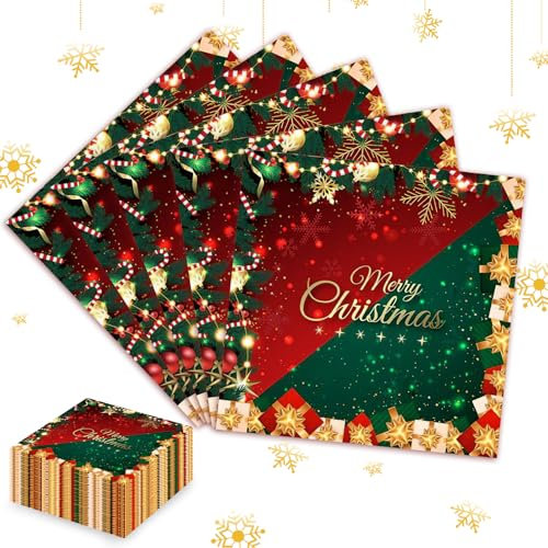 Shinybox Servietten Weihnachten, 100 Stücke Weihnachten Papierservietten, Papierservietten Tissue Weihnachten, Papierservietten Weihnachten als Tischdeko Weihnachten für Party(Weihnachtstag B)