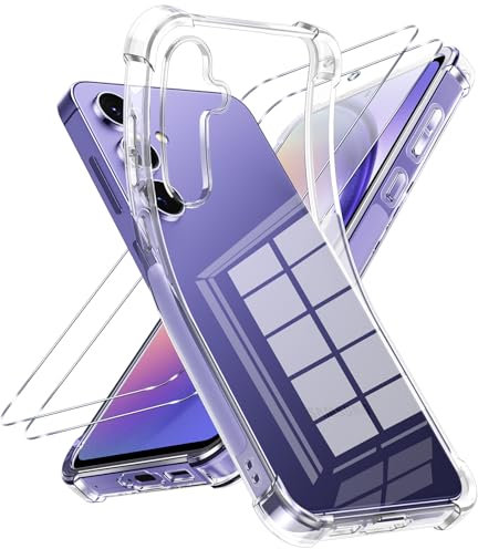 Vauki Coque pour Samsung Galaxy A54 5G avec 2 Verre Trempé,Transparente Antichoc Silicone Souple Minc Étui Housse de Téléphone Protection Anti-Rayures Clair Clear TPU Bumper Case pour Samsung A54 5G