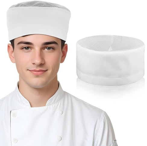 Weiß Kochmütze Herren Damen Kochmütze Koch Mütze Baumwolle Gastromützen Unisex Chef Kochmützen Erwachsene Chefkoch Mütze Verstellbar Professionel Küchenuniform Für Restaurant Kochen Backen