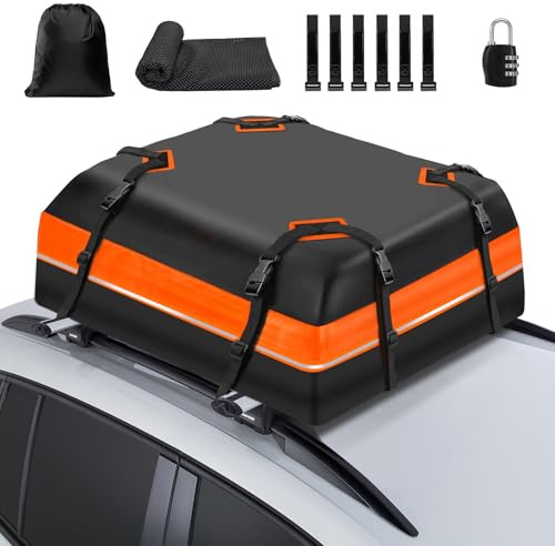 Geloo Auto Dachbox, 15 Kubikfuß Faltbare Dachtasche 1000D wasserdichte Reißfeste Dachkoffer für die Meisten Autos mit/ohne Gepäckträger