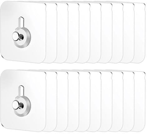 POHOVE 20 Pcs Self Adhesive Hooks, 5 kg Load, Sticky Picture Hooks for Hanging Photo Frame, Wall Clock, Kitchen Accessories Items Without Damage