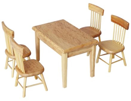 NAMOARLY 1satz Miniatur Puppenhaus Möbel Set Aus Holz Teiliges Tisch Und Stuhlset Für Spielhaus-Dekoration Und Sicher Für Küche Esszimmer Und Wohnzimmer