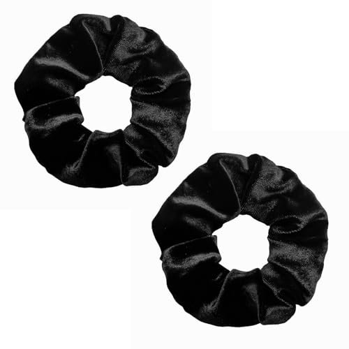 Oykrueats 2 Stück Samt Scrunchies Haargummi, Schwarz, Dicke Scrunchies, Elastisch, Damen & Mädchen