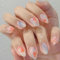GlamRays Goldfisch Press on Nails Short Almond False Nails with 3D Water Droplet Design Summer Cute Blue Gradient Gloss Blooming Full Set of 24