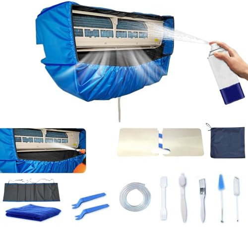 Kikepilm Air Conditioner Cleaning Kit With Upgraded Side Panels, Mini Split Cleaning Kit, Extra Space Air Conditioner Cleaning Bag（Dark Blue，Large Size,14PCS）