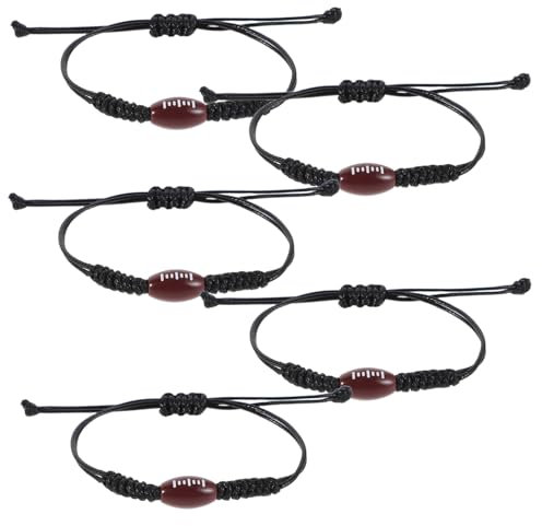 iplusmile 5 Stück-pack Verstellbare Rugby Armbänder mit Rugbyball Motiv