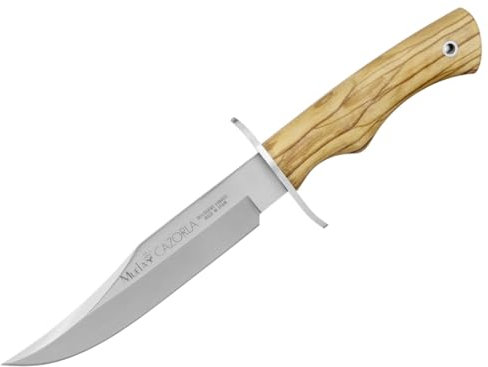 LO TRINCO YO Muela Cuchillo Cazorla CAZ-16OL con hoja de acero inoxidable MoVa y empuñadura de Madera de olivo para Caza, Pesca, Supervivencia y Bushcraft
