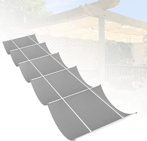 MBBTAG Retractable Wave Sun Shade Canopy Pergola Shade Cover Sun Protection Sliding Wave Shade Sail Wire Slide Wave Shade Cover Polyethylene Material Suitable for Terraces/Porches/Gardens(Grey,0.9x3m)