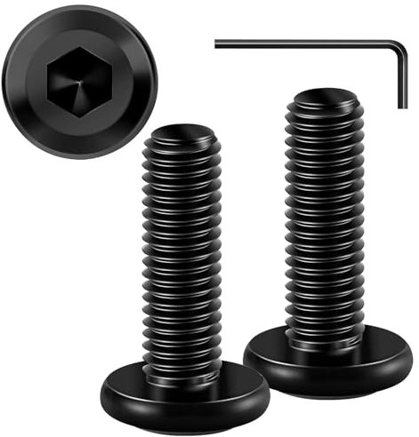 M6 x 16mm 30Pcs Tête Plate Vis D'assemblage à Six Pans Creux, Acier Inoxydable A2 V2A, Vis à Tête Plate à Six Pans Creux NoirBoulons de Meubles, Filetage Complet, Oxyde Noir (Avec Clé Hexagonale)