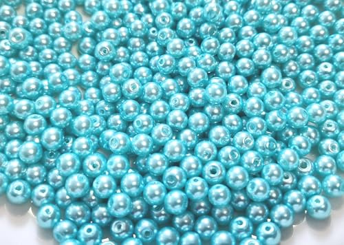 Glasperlen 6mm 500 Glaswachsperlen rund bunt Mix, Türkis | Perlen zum auffädeln, Schmuckherstellung