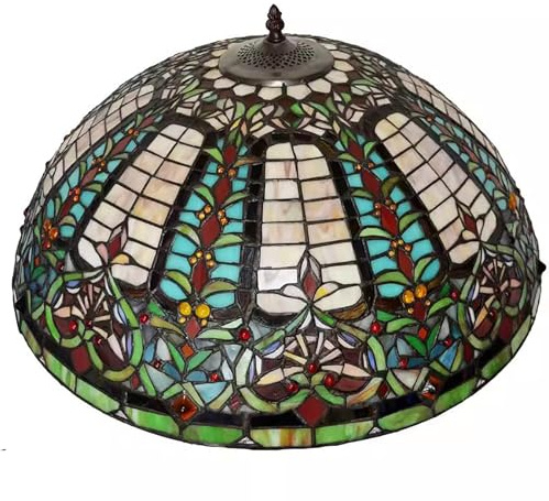 PUFAHAU Paralume di Ricambio in Stile Barocco Blu da 22 Pollici, Paralume in Vetro Colorato Verde E Rosso in Stile Vintage per Lampada da Tavolo, Lampada da Comodino, lam