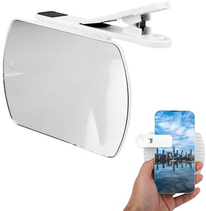 Handy Spiegel Reflektor, 110 Grad Verstellbarer Spiegel Reflexionsclip Handy mit Aufbewahrungstasche und Reinigungstuch für Alle Handykameras