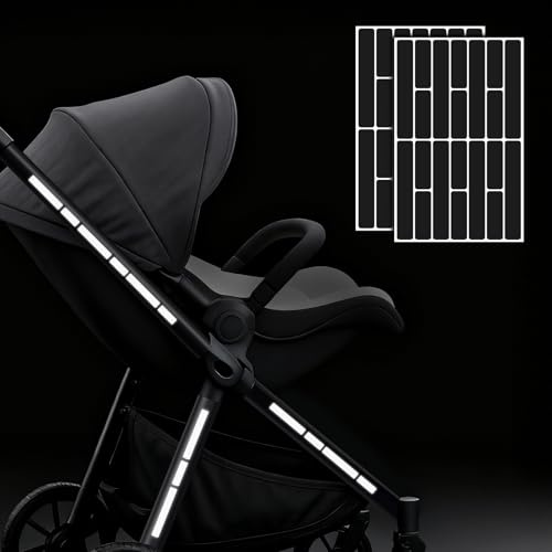 Siegvoll Fahrrad Reflektoren Aufkleber Set (Tag-Schwarz, Nacht-Hell) | Reflektoren Sticker für Kinderwagen – Reflektierende Aufkleber für Scooter, Helm, Roller und Motorrad