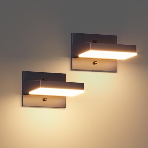 Aipsun 24W Außenwandleuchte Außenlampe,3000K Warmweiß,2er Pack,Anthrazit | LED Außenleuchte mit schwenkbarem Panel, IP65 wasserfest, Wandleuchte für Innen/Außen, Flur und Weg