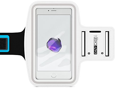 EAZY CASE Sport Armband für Smartphones bis 5,5 Zoll, schweißfest I Sportarmband Unisex, Sporthülle, Handyhülle, Armtasche mit Kopfhöreröffnung & Schlüsselfach, Weiß