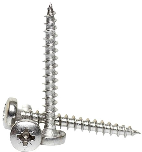 A2 Stainless Steel Pozi Pan Head Chipboard Screws Fully Threaded Wood Screw 5 x 60-10 Pack