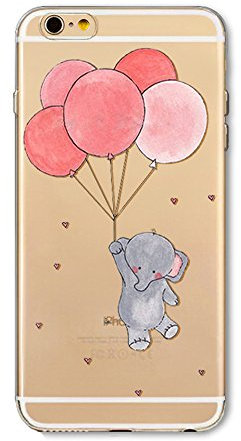 iPhone 8 Hülle, iPhone 7 HandyHülle Silikon Durchsichtig Slim Schutzhülle für iPhone 8/iPhone 7 Transparent Dünn Weiche TPU Gel Stoßfest Gummi Clear Back Cover Süße Elefant mit Ballon Tier