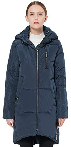 OROLAY Donna Elegante Piumino Inverno Giacca con Cappuccio Blu M