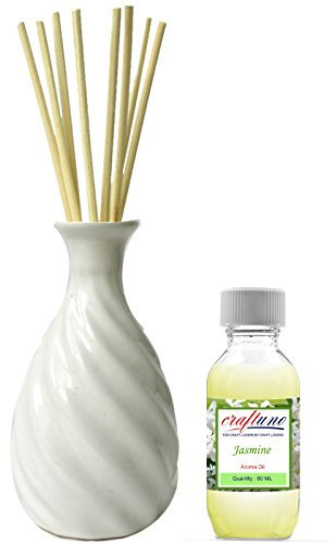 Royal Handicrafts Handcrafted Premium Ceramic Pot Reed Diffuser - Ethnic Spiral Design White Gloss Finish - Free Aroma Oil 60 ml & 8 Reed Sticks (8 inches)