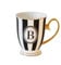 Bombay Duck Alphabet Stripy Mug Letter B Black/White with Golden handle